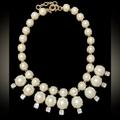 J. Crew Jewelry | J.Crew Rhinestones Crystal Pave Jumbo Pearl Antiqued Statement Necklace | Color: White | Size: Os