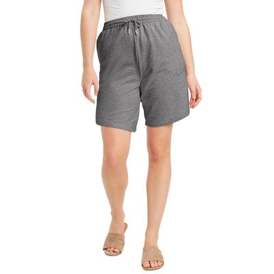 Plus Size Women's French Terry Shorts by June+Vie in Medium Heather Grey (Size 14/16)