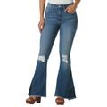 K Jordan Denim Inset Flare Jean (Size 12) Medium Vintage Wash, Cotton,Spandex