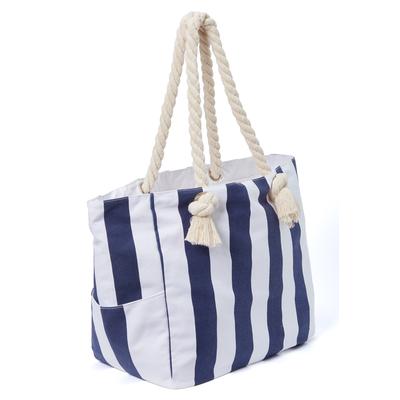 Plus Size Women's Striped Canvas Tote. by Accessories For All in Navy