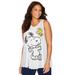 Plus Size Women's V-neck Snoopy Tank by Peanuts in White Snoopy Woodstock (Size 4X)