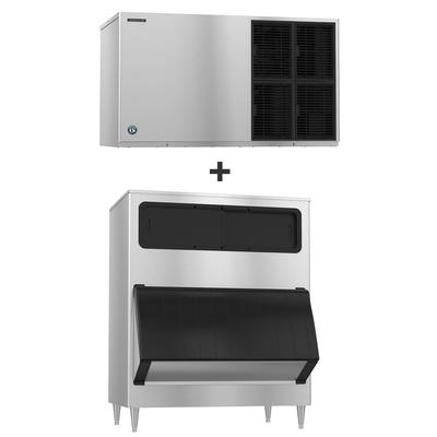 Hoshizaki KM-1301SWJ/B-1300SS 1247 lb KM Series Crescent Cube Commercial Ice Machine w/ Bin - 1304 lb Storage, Water Cooled, 208-230v, Water-Cooled Condenser, 1,304-lb. Storage Capacity, Stainless Steel