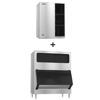 Hoshizaki KM-1340MWJ/B-1300SS 1323 lb KM Series Crescent Cube Commercial Ice Machine w/ Bin - 1304 lb Storage, Water Cooled, 208-230v, Water-Cooled Condenser, 1,304-lb. Storage Capacity, Stainless Steel