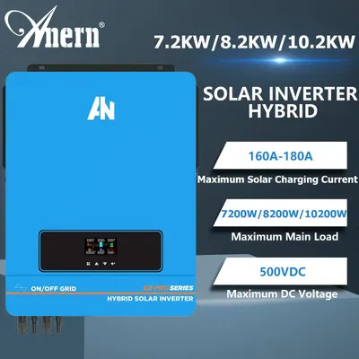Onduleur solaire hybride 7200W 8200W 10200W MPPT 160A 180A 230V à onde sinusoïdale Pure DC 48V