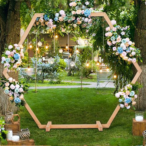 Unho – Hochzeitsbogen Holz Traubogen Hexagon Rosenbogen Garten Hochzeit Bogen Geburtstag Party