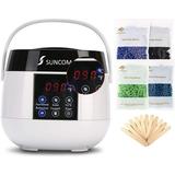 Happyline Wax Warmer Hair Removal Waxing Kit Eyebrows Home Wax Kit with 4 Bags Painless Hard Wax Beans Hard Wax Pot Heater with LCD Digital Screen for Women Men of All Body