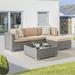 ACEGOSES Patio Rattan Furniture Set 5-Piece Outdoor Sectional Furniture Sets PE Rattan Wicker for Patio Deck and Yard Gray&Sand