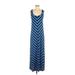 Apt. 9 Casual Dress - A-Line Plunge Sleeveless: Blue Chevron/Herringbone Dresses - Women's Size Small