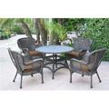 Jeco W00215-D-G-FS007 5 Piece Windsor Espresso Wicker Dining Set with Brown Cushion