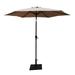 8.8FT Outdoor Aluminum Patio Umbrella Market Patio Umbrella with 42 Pounds Square Resin Umbrella Base Push Button Tilt and Crank lift 6 Ribs Taupe