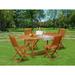 East West Furniture Beasley 5-piece Wood Patio Furniture Set in Natural Oil
