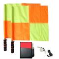 Soccer Referee Flag Set Red Yellow Cards with Notebook and Pencil Coach Referee Stainless Steel Whistles with Lanyard