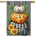 Patterned Pumpkin Stack Fall House Flag Sunflowers Autumn 28 x 40 Briarwood Lane