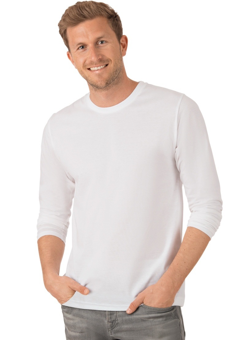 T-Shirt TRIGEMA "TRIGEMA Langarmshirt aus 100% Baumwolle", Herren, Gr. 3XL, weiß, 100% Baumwolle, Basic, Shirts Image