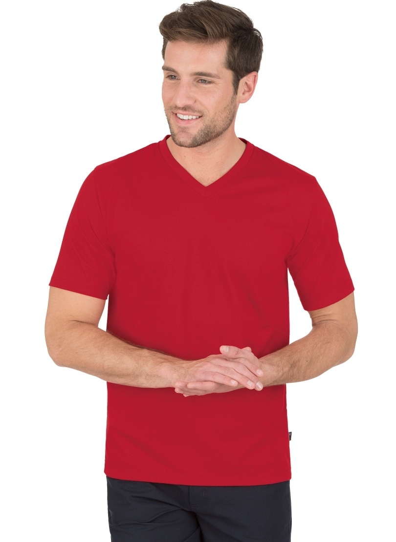 T-Shirt TRIGEMA "TRIGEMA V-Shirt DELUXE Baumwolle", Herren, Gr. L, braun (kirsch), 100% Baumwolle, Basic, Shirts Image