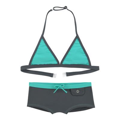 Triangel-Bikini BUFFALO, Kinder, Gr. 170/176, N-Gr, blau (grau, türkis), Polyamid, kontrastfarbene Details, Bikini-Sets, mit trendiger Hotpants Image
