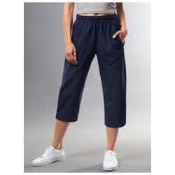 Jerseyhose TRIGEMA "TRIGEMA 3/4 Freizeithose aus Baumwolle", Damen, Gr. S, US-Größen, blau (navy), 100% Baumwolle, Basic, Hosen