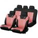 MoreChioce Full Set Car Seat Cover Universal 9PCS Front Seat Covers Rear Back Seat Cover Kit Car Seat Protectors Pink