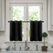 Kitchen Blackout Short Curtains Grommet Top Black 45 Inches Long Room Darkening Small Curtain Tiers for Bathroom Window Treatment Set 2 Panels 34 Wide by 45 Inch Length