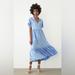 Zara Dresses | Nwot Zara Tiered Mini Dress Light Blue, Size Medium | Color: Blue | Size: M