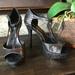 Jessica Simpson Shoes | Jessica Simpson Brown Black Metallic Embossed Heels | Color: Black/Brown | Size: 7.5