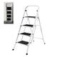 4 Step Ladder Extra Wide Step Safety Non Slip Mat Heavy Duty Steel Folding Portable Kitchen Stool Home Garden Tool DIYCompact Folding Metal Stepladder Stool