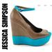 Jessica Simpson Shoes | Jessica Simpson Carrack Wedge Sandals Heels Sz 7 | Color: Green/Tan | Size: 7