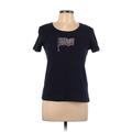 Karen Scott Short Sleeve T-Shirt: Blue Tops - Women's Size Large Petite