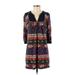 T-Bags Los Angeles Casual Dress: Blue Fair Isle Dresses - Women's Size X-Small