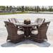 Moda 5-Piece Patio Wicker Round Dining Table Set with Cushions