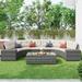 8-Piece Outdoor Wicker Half-Moon Sectional Sets, Curved Sofa Set w/Cushion