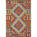 Geometric Kilim Rug Hand-Woven Oriental Wool Foyer Carpet - 2' 8" x 4' 1"