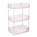 Desktop Storage Rack Organizer Makeup Organizer Spice Rack Organizer Desk Organizer for Table Sundries Kitchen Countertop Dresser Bathroom Pink