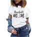 SOOMLON Mom Shirt for Women Mama T-Shirt Mother Gifts T-Shirt Mom of Tees Baseball Mom Pullover Crewneck Short Sleeve Gifts for Women Trendy T-shirt White XXXL