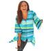 Plus Size Women's Fresh Angle Buttonfront Blouse by Catherines in Aqua Watercolor Stripes (Size 2X)