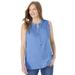 Plus Size Women's Smocked Henley Tank Top by Woman Within in French Blue (Size 4X)