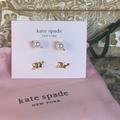 Kate Spade Jewelry | 2 Pc Kate Spade Gold Pearl Cz Stud Earrings | Color: Gold/White | Size: Os