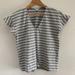 J. Crew Tops | J.Crew Striped Flutter Sleeve V-Neck Tee T-Shirt White Gray H6011 Size Medium | Color: Gray/White | Size: M