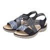 Riemchensandale RIEKER, Damen, Gr. 40, schwarz, Lederimitat, sportlich, Schuhe, Sommerschuh, Sandalette, Keilabsatz, mit geflochtener Bandage