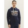 Kapuzensweatshirt TOM TAILOR, Herren, Gr. L, blau (sky captain blau), Sweatware, Obermaterial: 100% Baumwolle, casual, regular fit, Langarm Rippbündchen, Sweatshirts, mit lässigem Frontprint + Stickerei