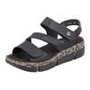 Riemchensandale RIEKER, Damen, Gr. 39, schwarz, Lederimitat, klassisch, Schuhe, Sommerschuh, Sandalette, Keilabsatz, mit Klettverschlüssen