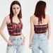 American Eagle Outfitters Tops | American Eagle Bustier Halter Plaid Crop Top Multicolor Size L | Color: Purple/Red | Size: L