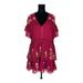 Zara Dresses | 2514 Zara Women's Wine Embroidered Mini Dress Sz Medium Tiered Floral | Color: Red | Size: M