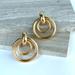 Anthropologie Jewelry | New ~ Anthropologie Double Circle Gold Hoop Earrings | Color: Gold | Size: Os