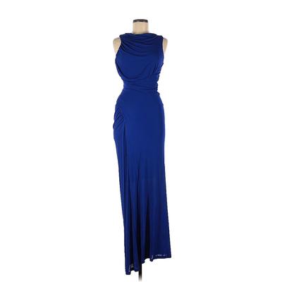 Atlein Casual Dress - Formal High Neck Sleeveless: Blue Solid Dresses - Women's Size 38