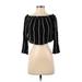 Kendall & Kylie 3/4 Sleeve Blouse: Black Print Tops - Women's Size Small