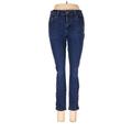 Ann Taylor LOFT Jeans - Mid/Reg Rise Skinny Leg Denim: Blue Bottoms - Women's Size 28 - Dark Wash