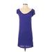 French Connection Casual Dress - Shift Scoop Neck Short sleeves: Purple Print Dresses - Women's Size 2