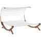 Outdoor Garden Double Sunbed Hammock Synthetic Canopy Larch Wood Base Teramo - Dark Wood