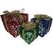 3 Lighted Red, Blue & Green Gift Boxes Christmas Decorations 9.75" - Red